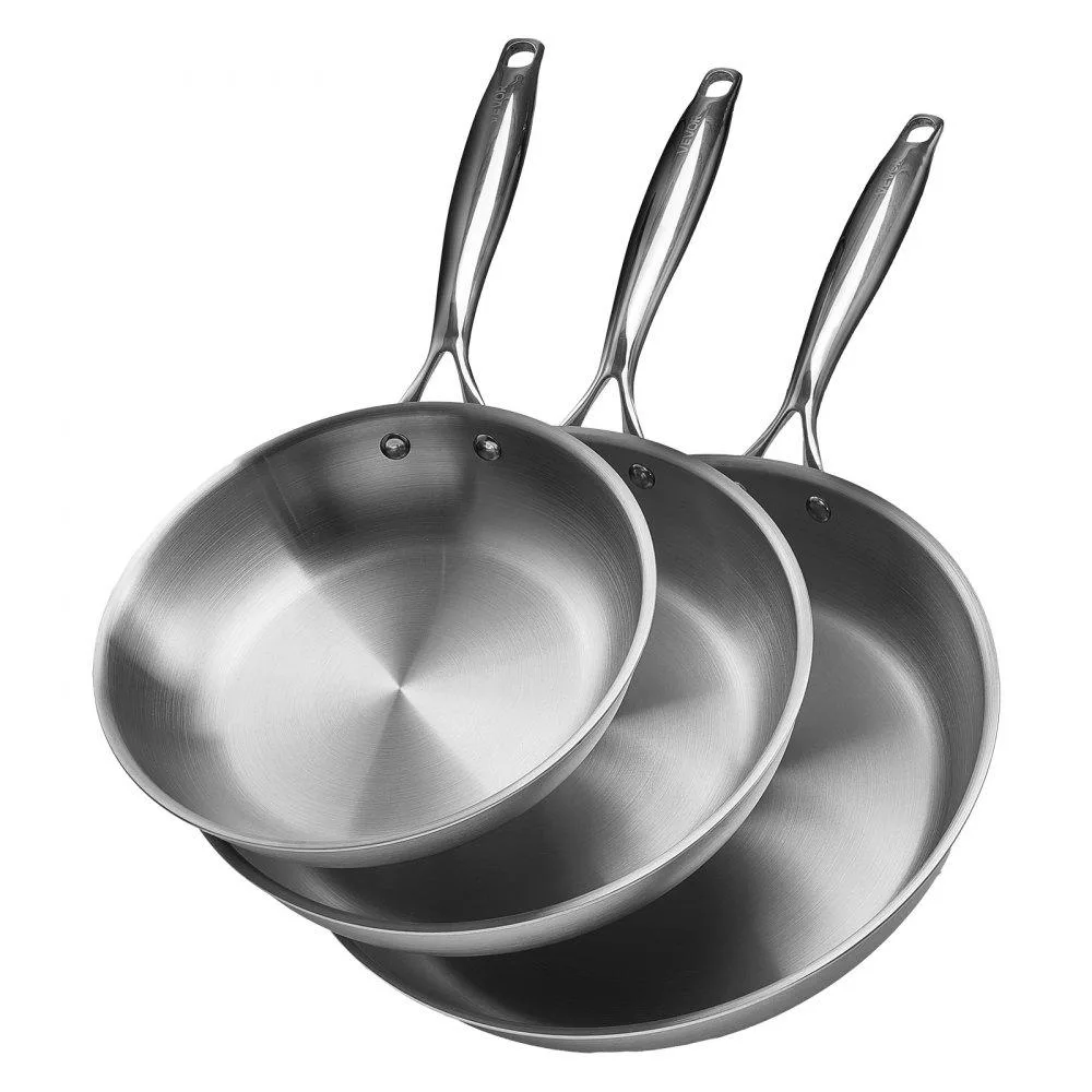 VEVOR VEVOR Tri-Ply Stainless Steel Frying Pan 3 Pcs Set 8 10 12 in — product photo