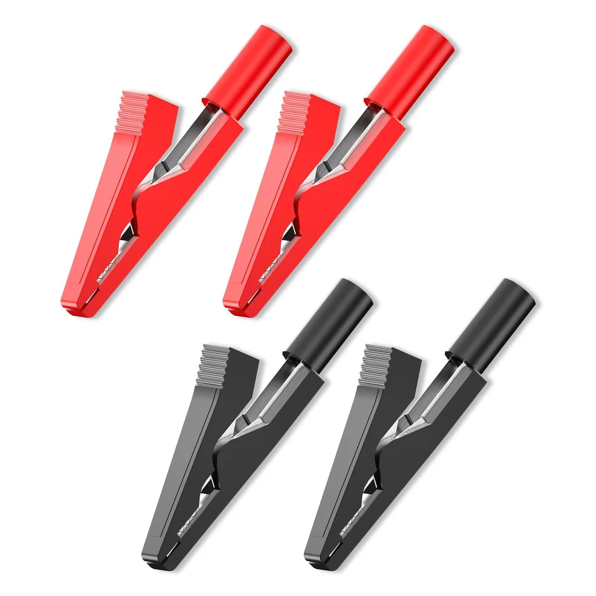 KEHIPI KEHIPI P2009-4PCS Insulated Alligator Clips Red Black 2mm Socket — product photo