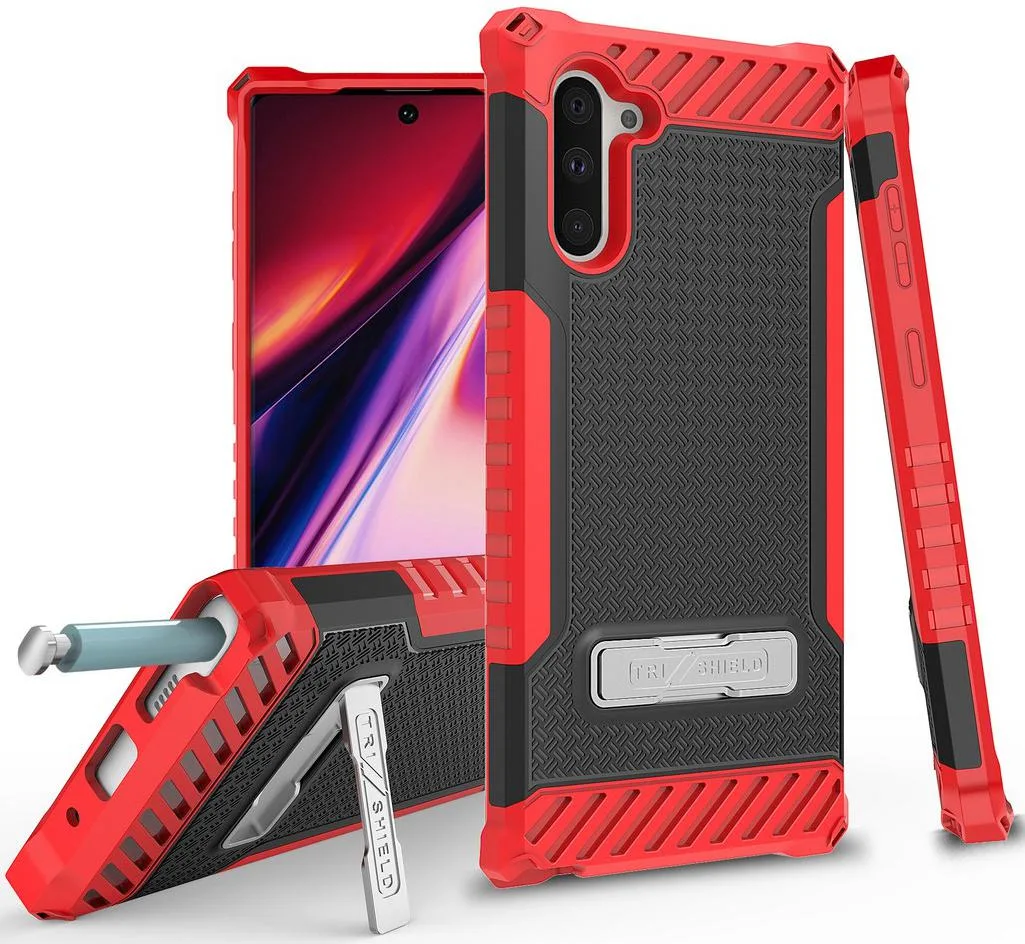 Nakedcellphone Nakedcellphone Tri-Shield Kickstand Case + Lanyard Strap Red for Samsung Galaxy Note 10 — product photo