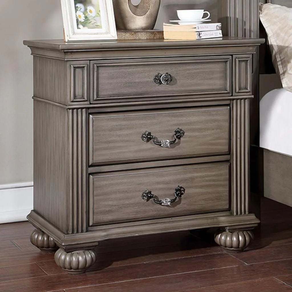 tuphen tuphen Traditional Gray Nightstand 29"W 17"D Solid Wood 3-Drawer — product photo