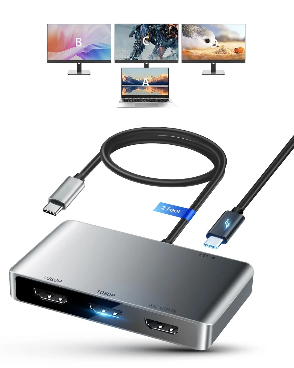 KEHIPI KEHIPI USB C to 3 HDMI adapter 100W PD 4K@60Hz 1080p — product photo