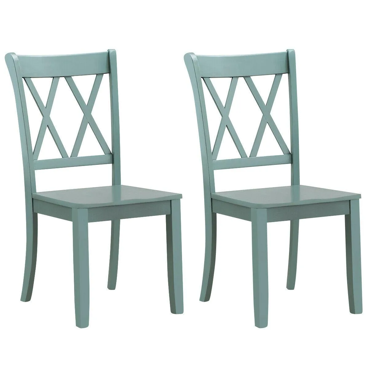 SlickBlue SlickBlue Cross Back Rubber Wood Dining Chairs Set of 2 Mint Green — product photo