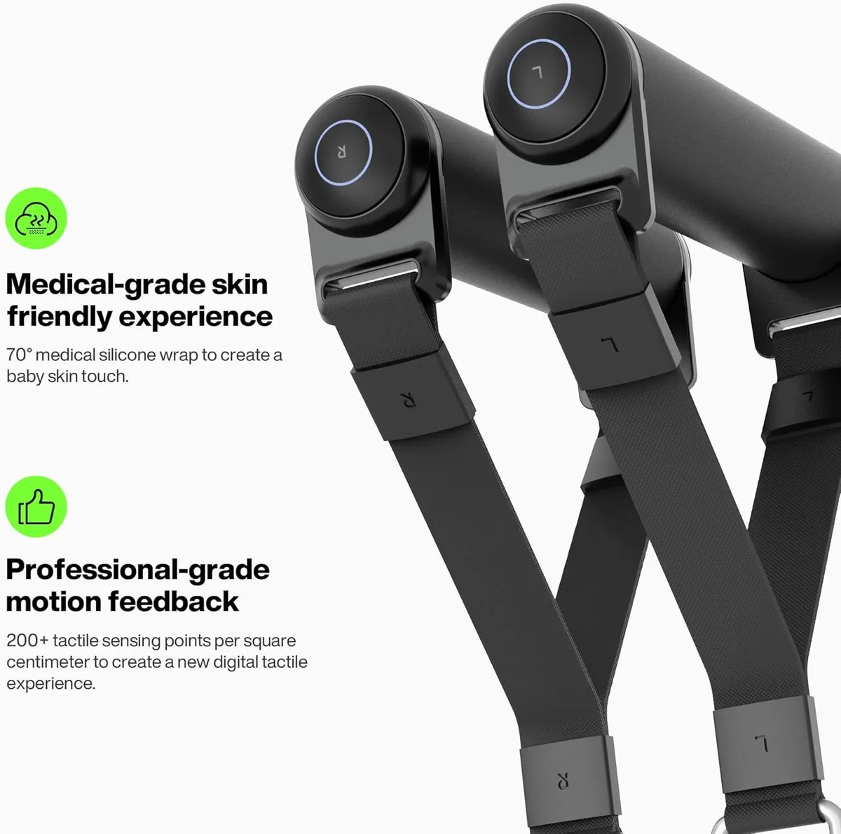 Pair of smart exercise handles with textured grip and indicator ring