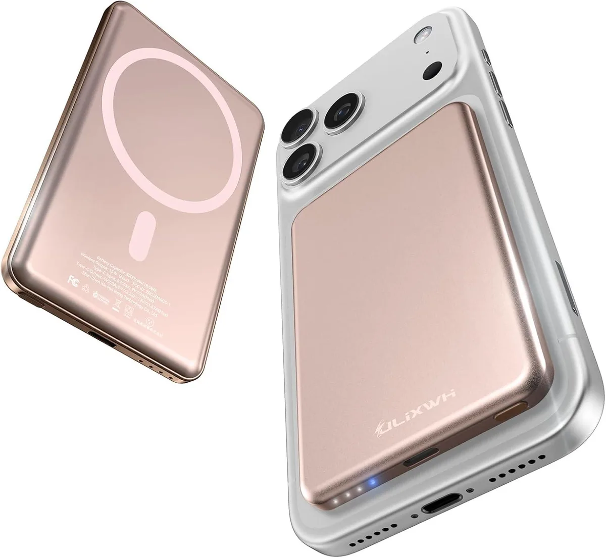 WOOJONG WOOJONG 0.3 Ultra Slim Alloy MagSafe Power Bank 5000mAh Pink — product photo