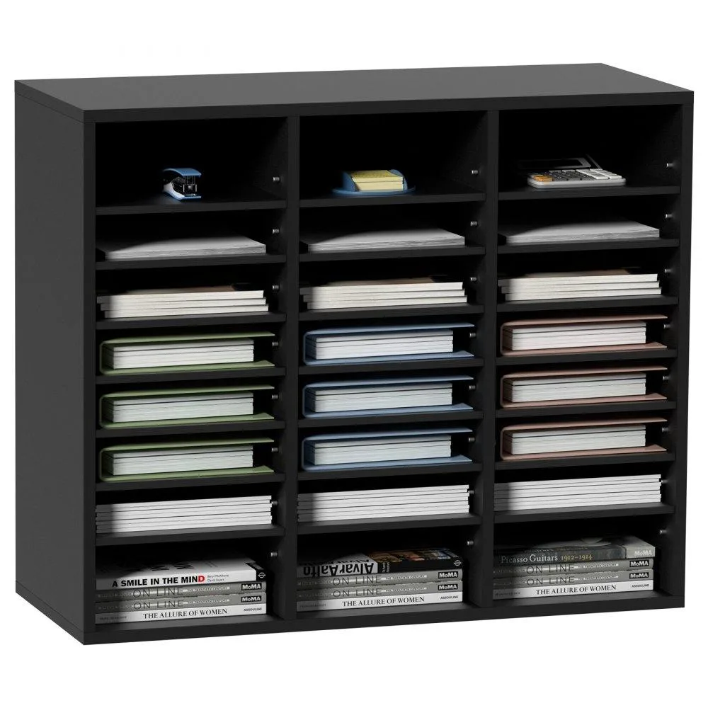 VEVOR VEVOR 24-Compartment Wood Literature Organizer 29x12x24.4in Black — product photo
