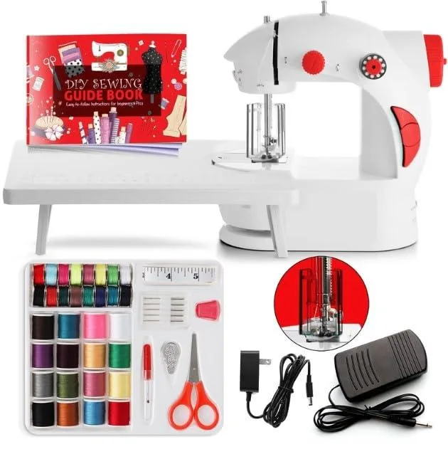  Hearth &amp; Harbor HH-MINISWNGSET 48-Piece Sewing Machine Red — product photo