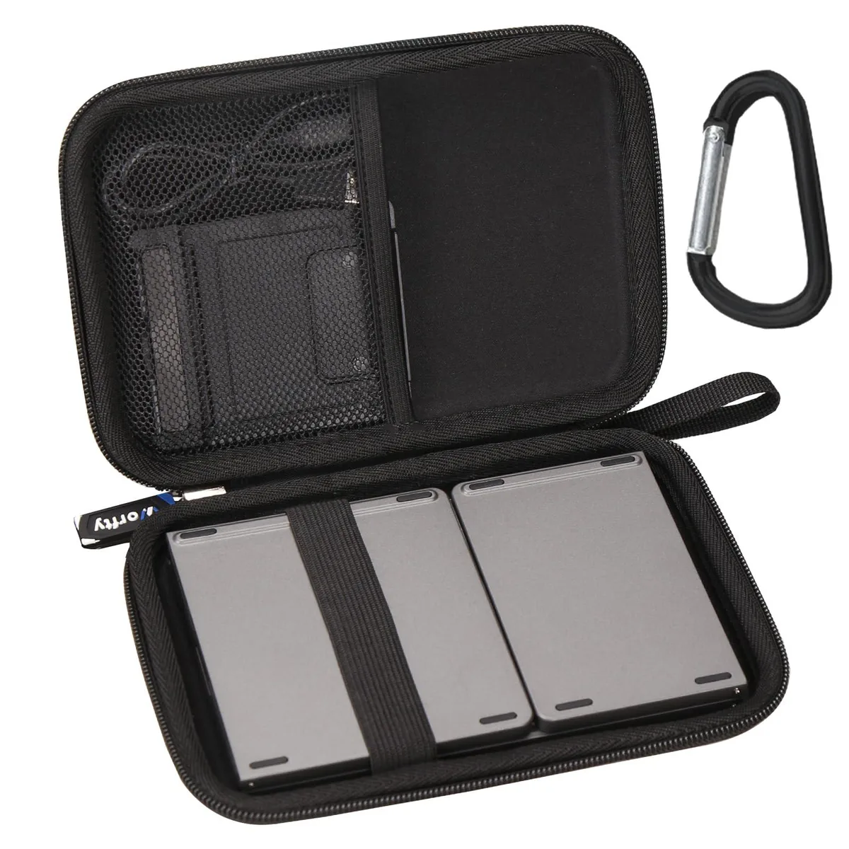 Black hard-shell travel case with carry handle