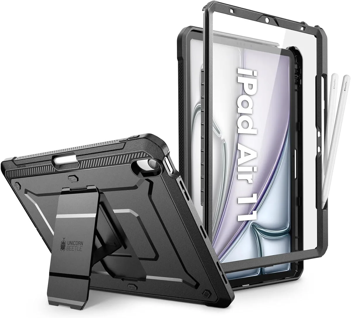 Kootion Kootion iPad Air 11 inch rugged case with screen protector pencil holder stand Black — product photo