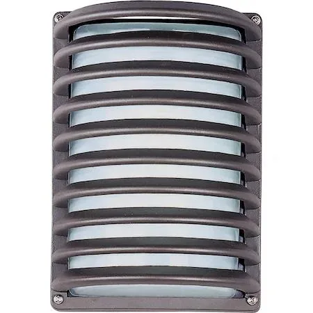 Bronze outdoor wall lantern, 7.25 inches wide, white acrylic lens