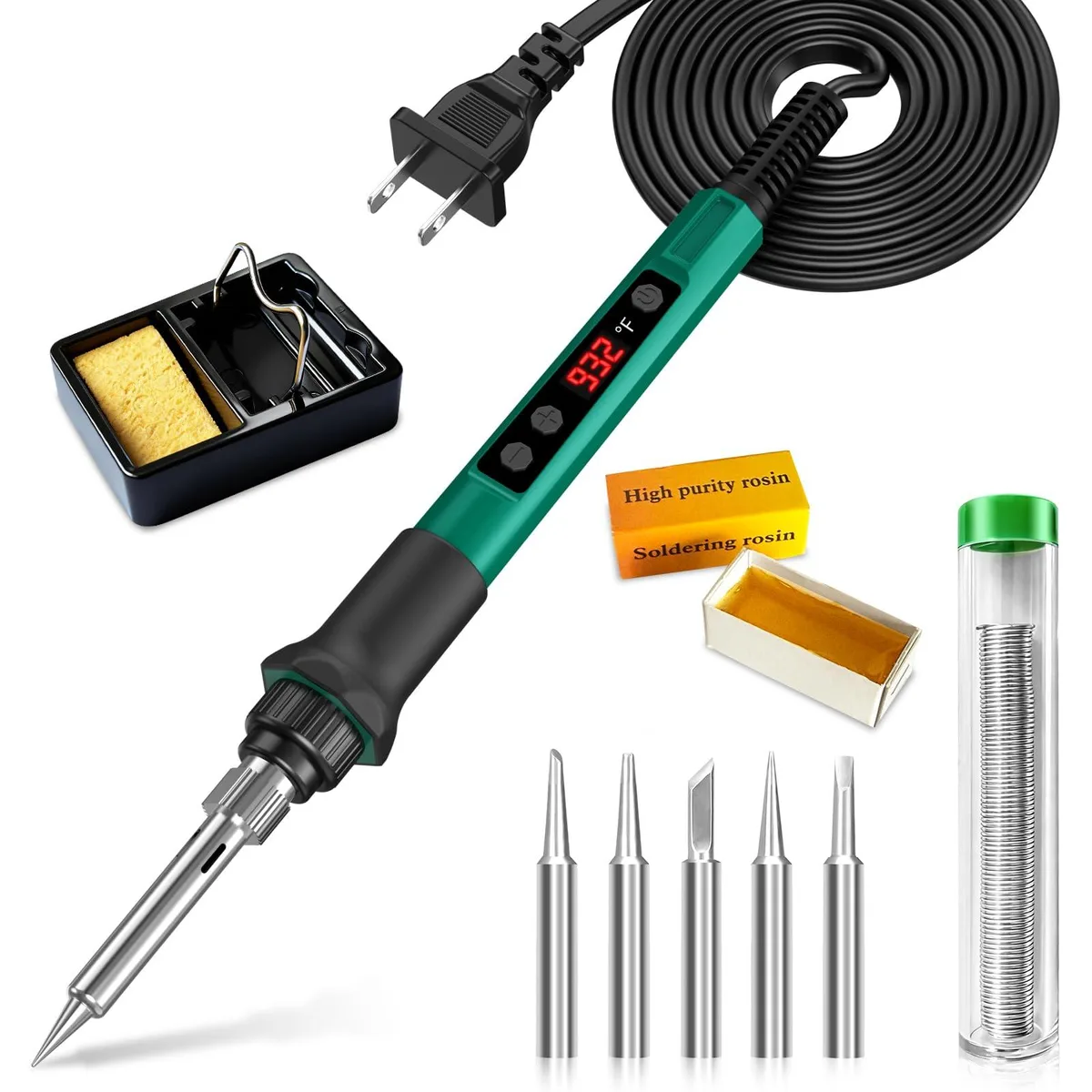 Soldering Iron Kit 70W Gun LED Display 356-932°F Green — product photo