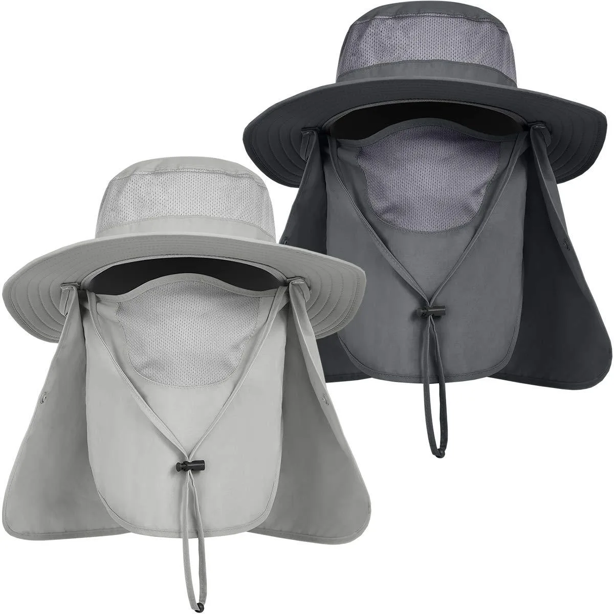 IYEBRAO Sun Hat with Face & Neck Flap UPF 50+ 3.3" Brim 3.6oz Dark Grey/Light Grey 2 Pack — product photo