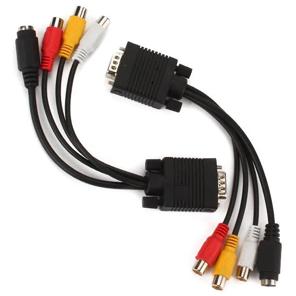 Qin Bo Electronics Qin Bo Electronics 10805466 VGA to S-Video Adapter Cable 0.5 ft Black 2 Pack — product photo