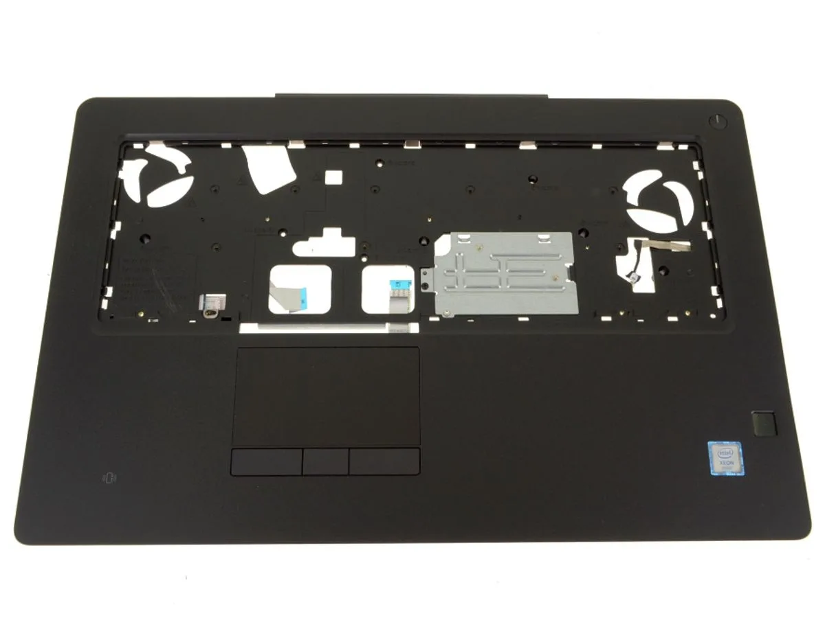 Black Dell Precision 7720 palmrest assembly with fingerprint reader and touchpad