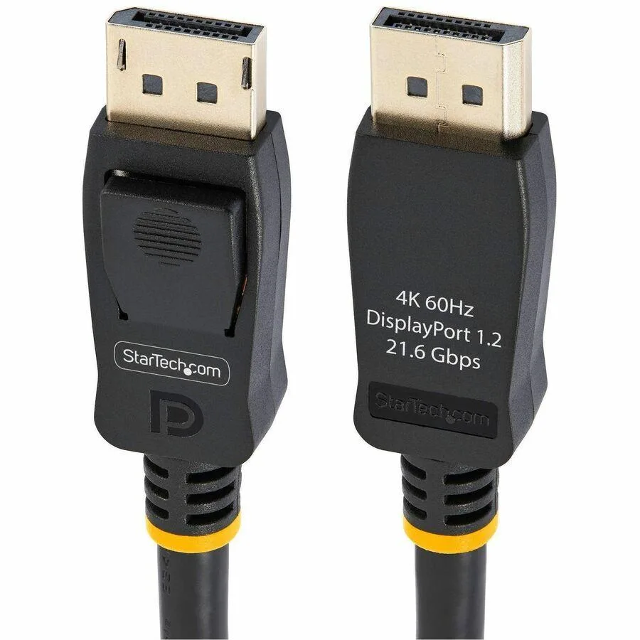 Ten black DisplayPort cables with latching connectors, coiled together