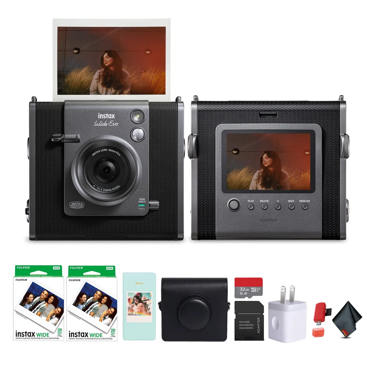 FUJIFILM FUJIFILM INSTAX WIDE EVO Hybrid Instant Film Camera Black Pack of 2 Film — product photo