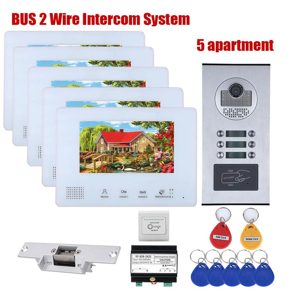 visiPower visiPower 2-Wire Video Intercom Kit — 2 Door Stations, 5 Monitors, RFID, 4.7" Screen — product photo