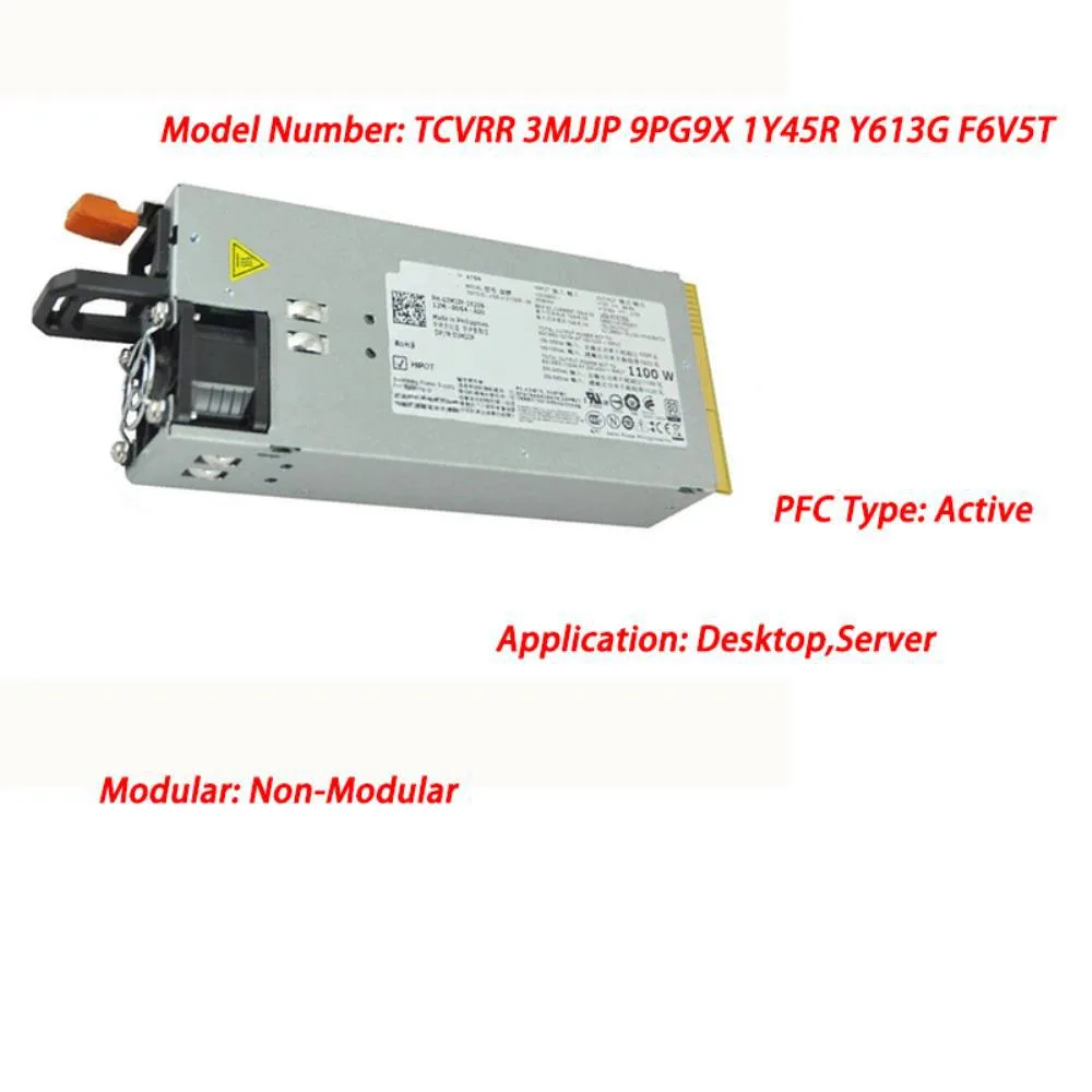 Black rectangular 1100W redundant power supply unit with cooling vents and rear connector panel