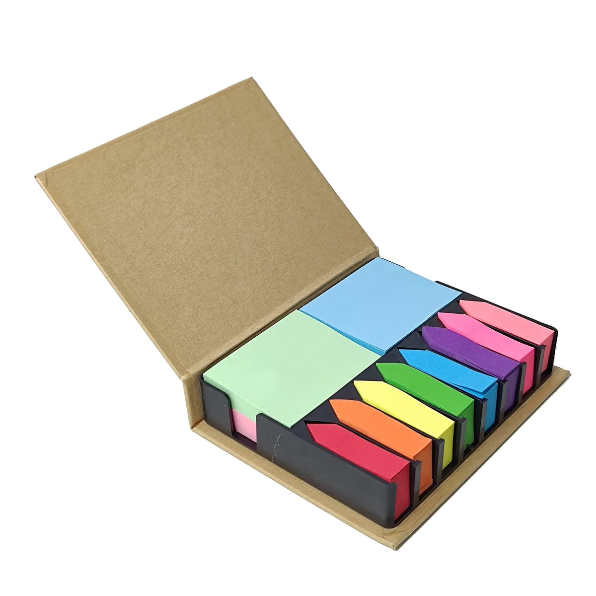 Multicolor arrow flag sticky notes in rectangular dispenser box, 2000 pieces