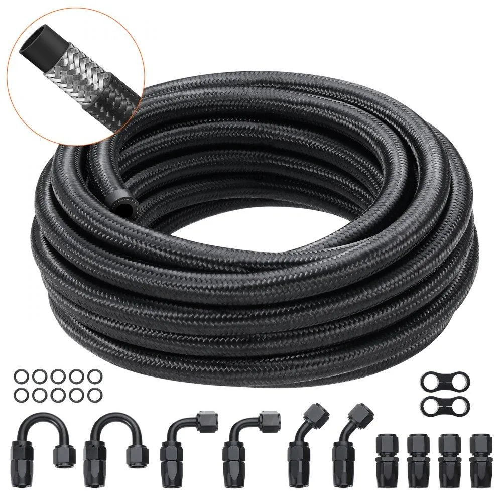 VEVOR VEVOR 8AN Fuel Line Kit 20 ft 0.43 in 12 PCS Swivel Fitting Adapter Kit Black — product photo