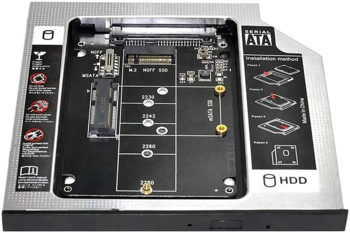SMUGDESK SMUGDESK mSATA NGFF B/MKey SSD to Slimline SATA 13Pin Caddy 9.5mm — product photo