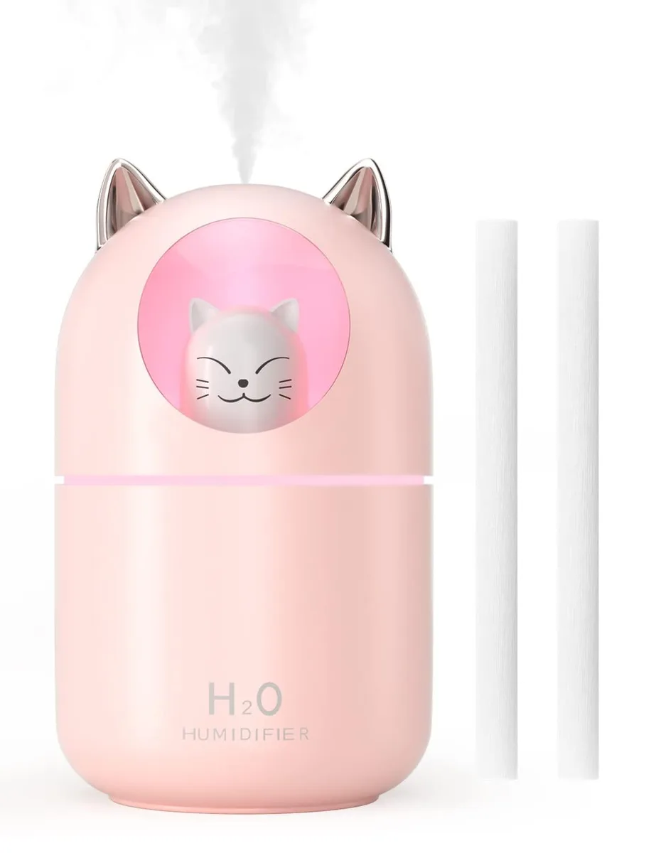Small white cool mist humidifier with night light and 300ml tank