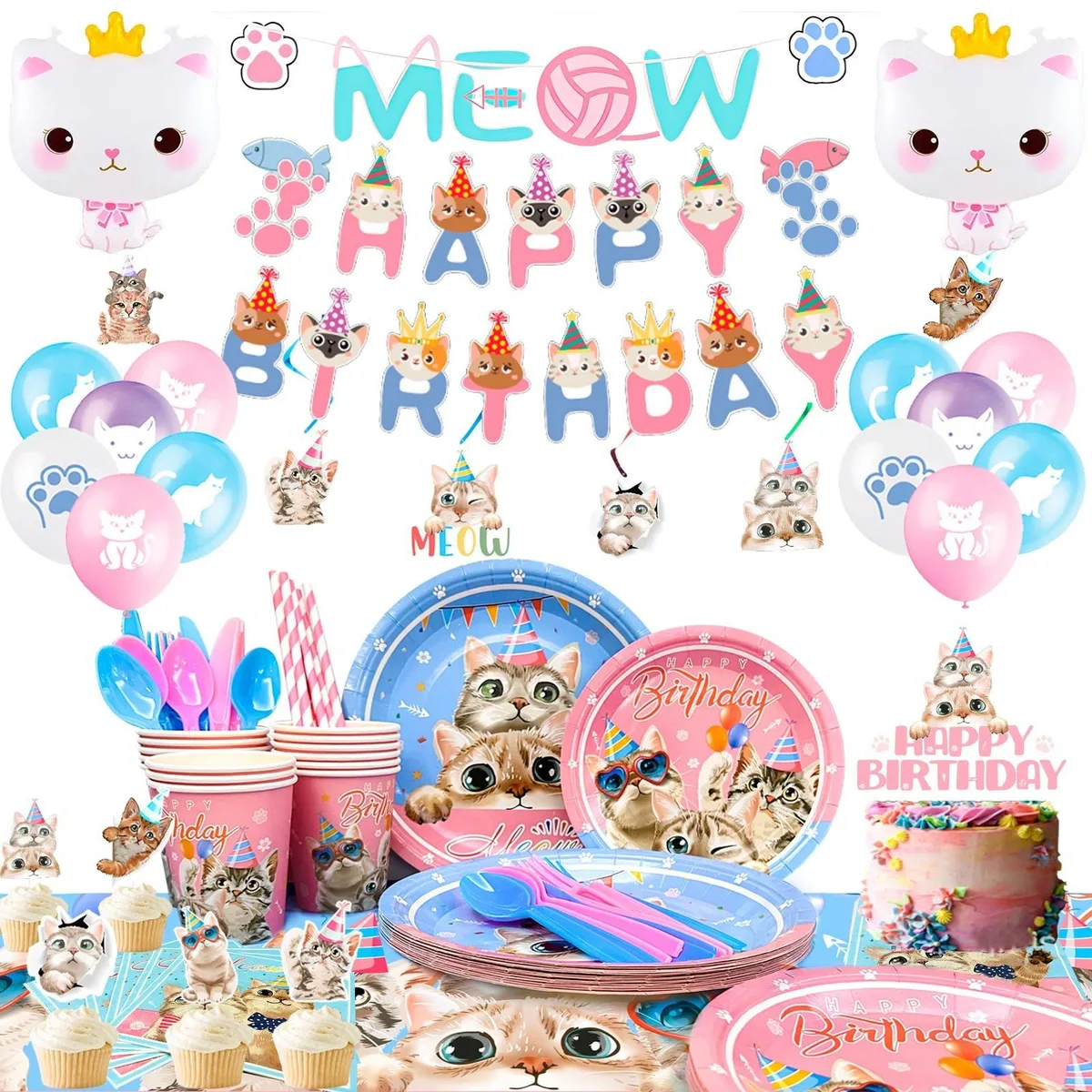 InBoxxarty InBoxxarty Cat Birthday Party Supplies 178pcs Party Supply — product photo