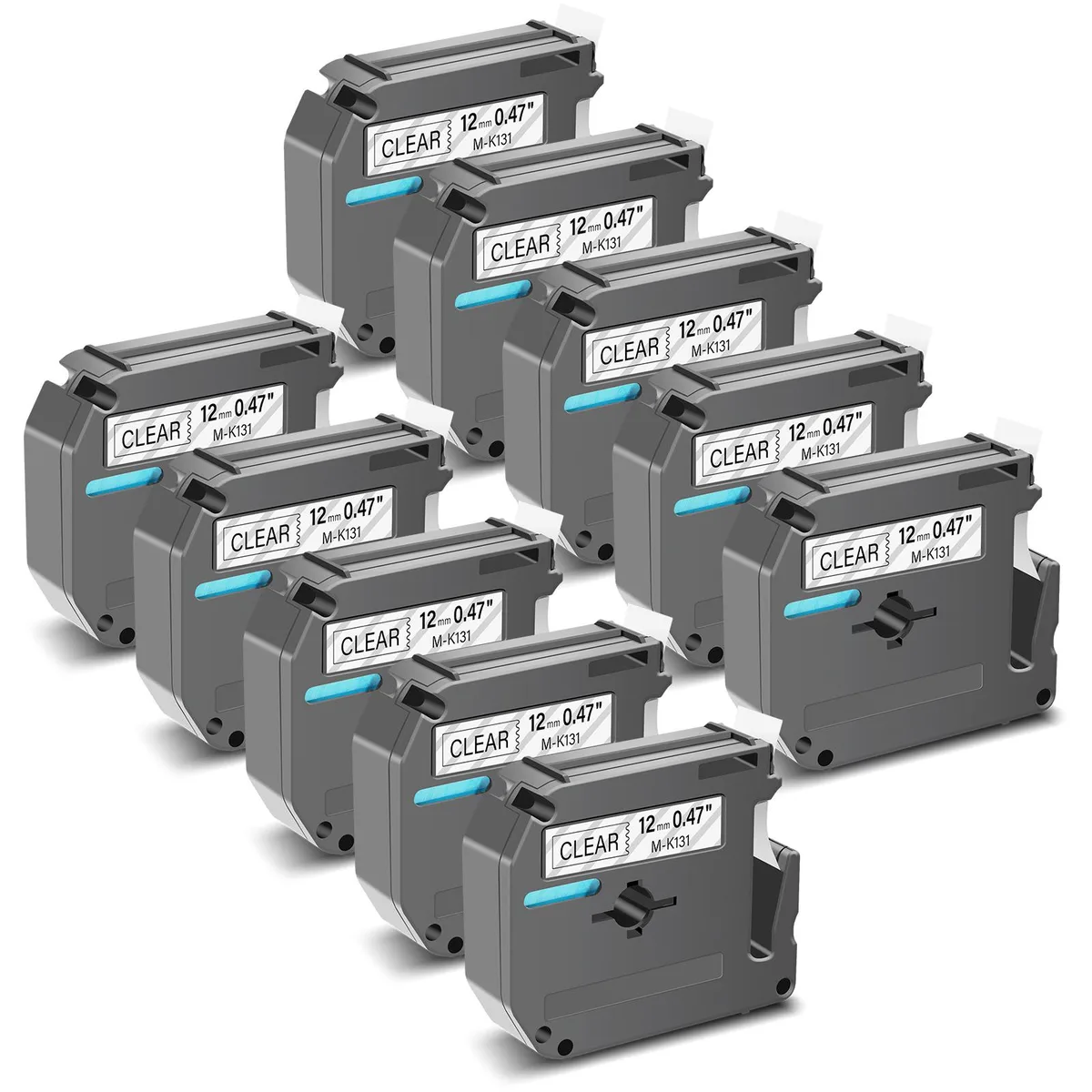 GREENCYCLE GREENCYCLE MK-131 Label Tape 12mm Black on Clear 20 Pack — product photo