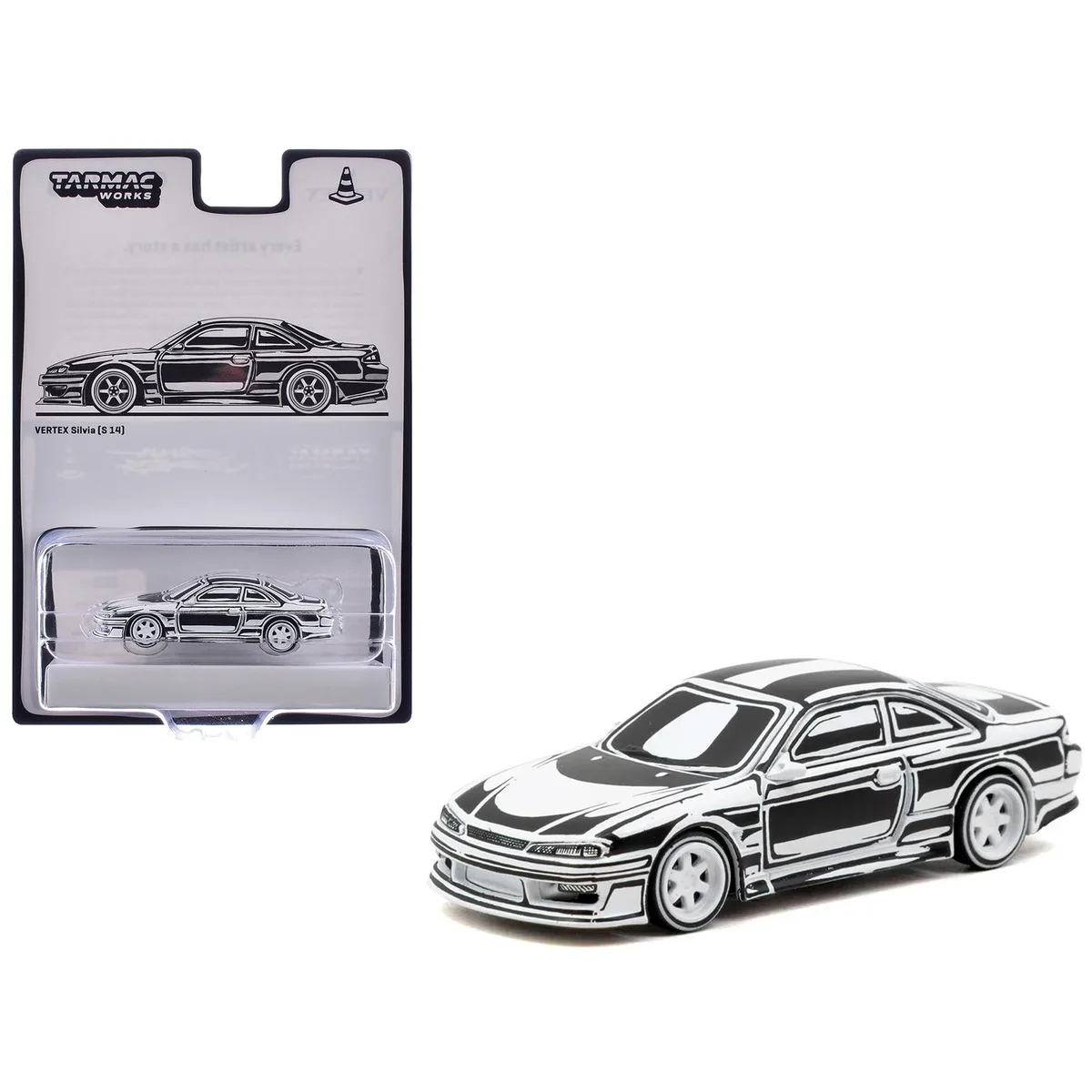Tarmac Works Tarmac Works VERTEX Silvia S14 Joshua Vides Global64 1/64 Diecast Car — product photo