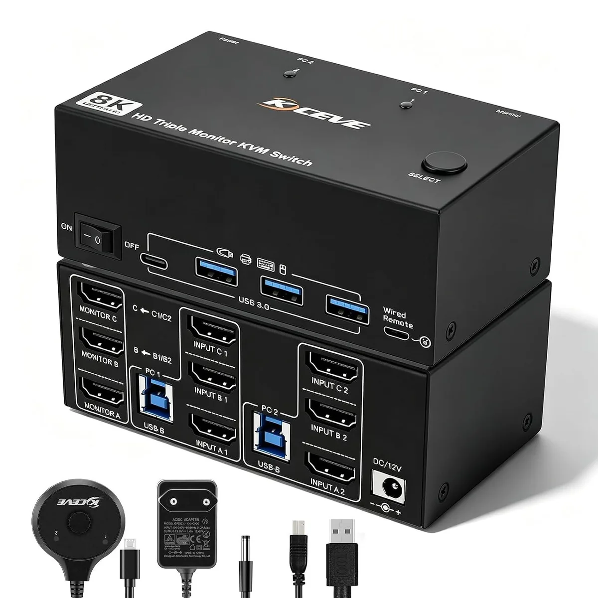 IHDAPP IHDAPP 8203KVM 8K@60Hz HDMI 2.1 KVM Switch 2 PCs 3 Monitors — product photo