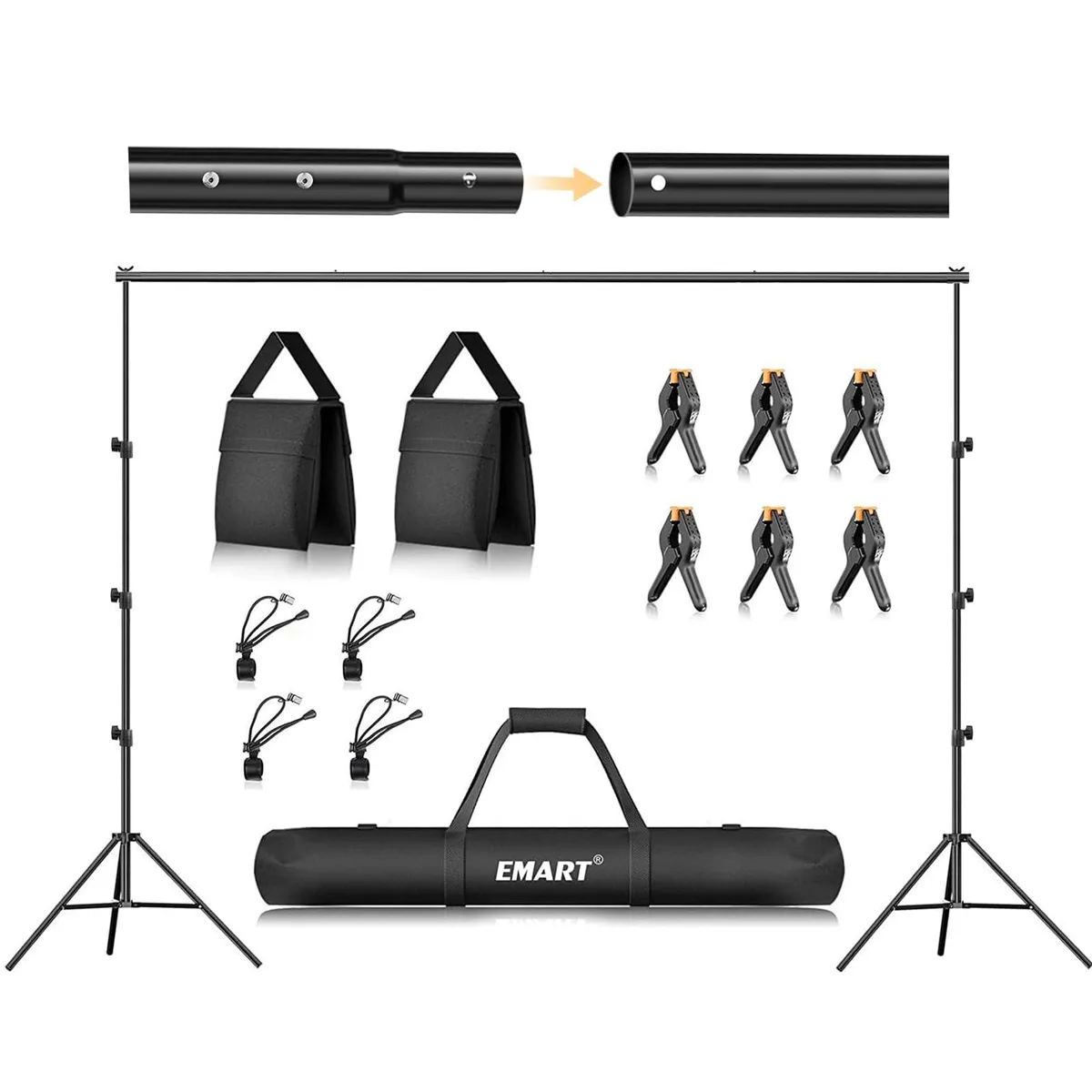 Silver metal rectangular frame kit with crossbars and portable bag