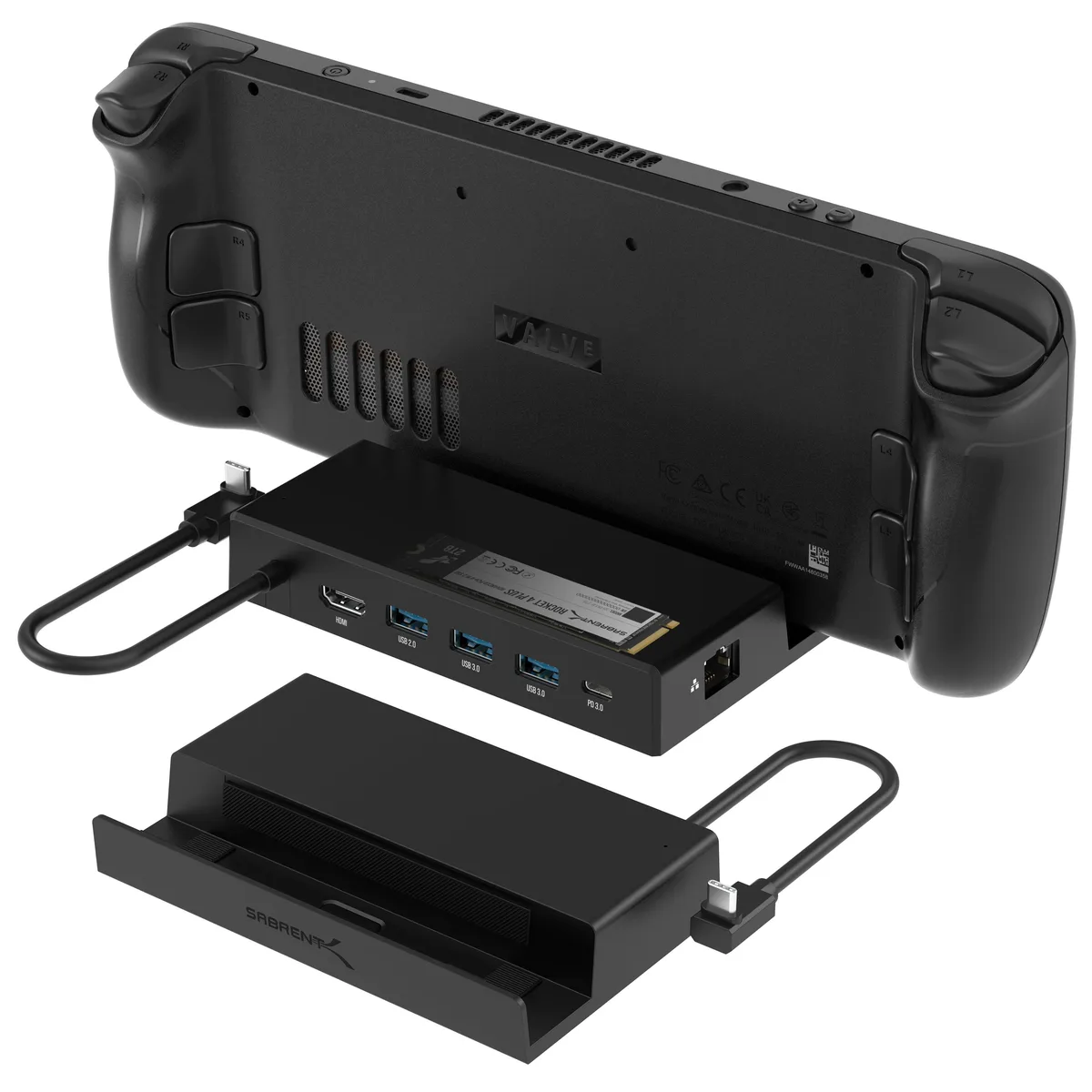 Sabrent Sabrent DS-SDNV Docking Station 7-in-1 Steam Deck M.2 HDMI 2.0 4K@60Hz GbE USB 3.2 90W — product photo