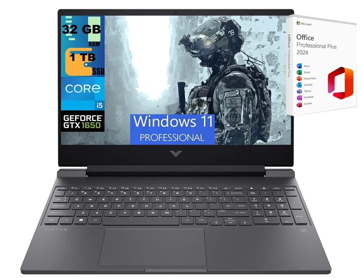 HP HP Victus 15 gaming laptop i5-12450H GTX 1650 32GB 1TB — product photo