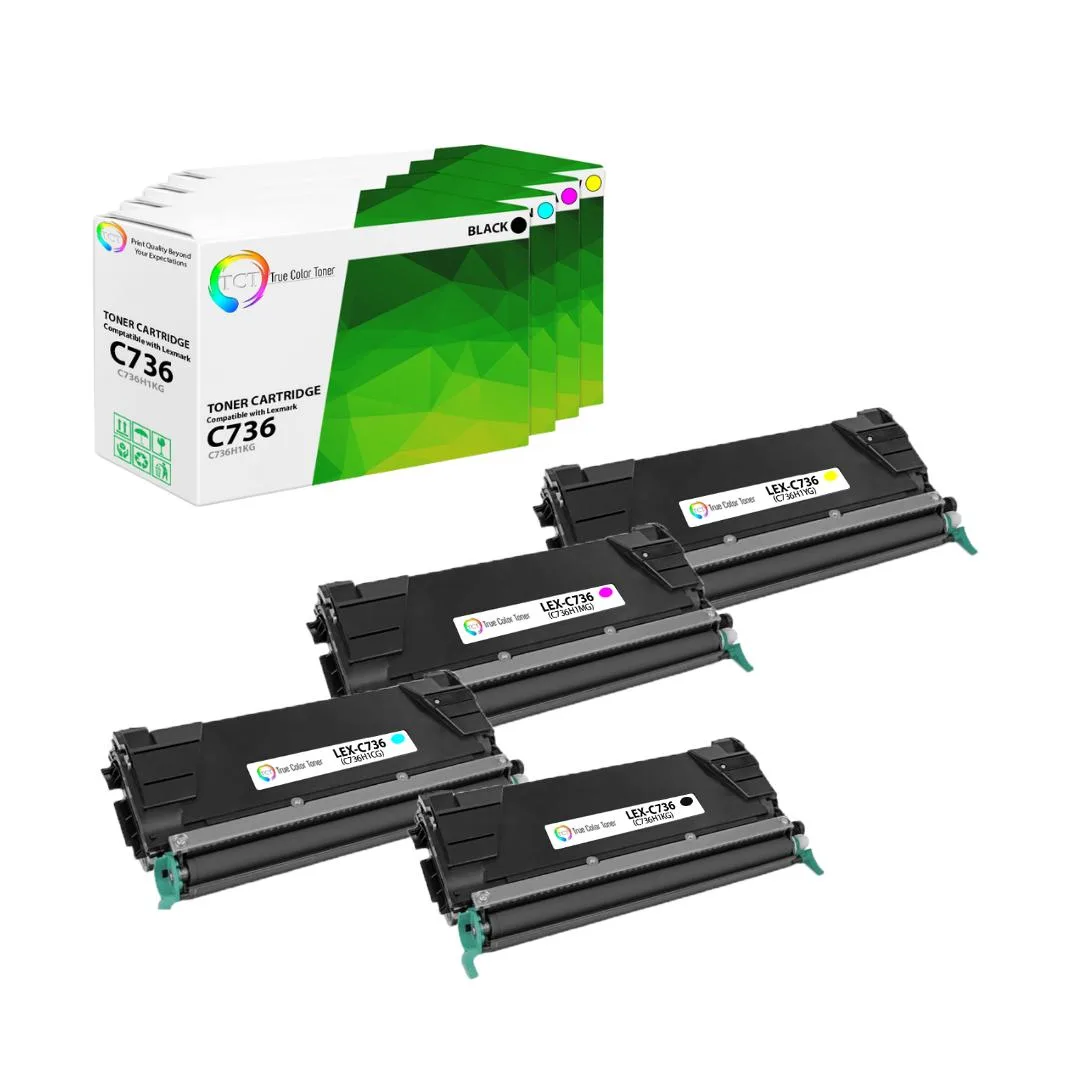 True Color Toner True Color Toner 4-pack toner cartridge C736H1KG C736H1CG C736H1MG C736H1YG — product photo