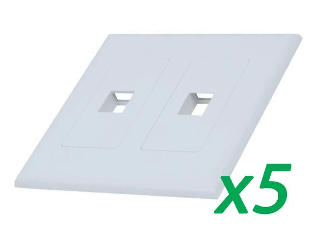 The Wires Zone The Wires Zone 5× White 2-Gang 1-Port Screwless Decora Switch Plate — product photo