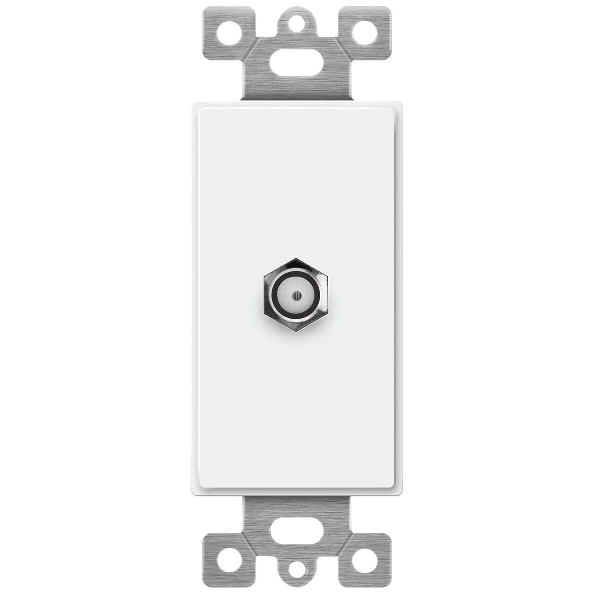  Enerlites 6505-W White F-Type F81 Coaxial Wall Plate Connector — product photo