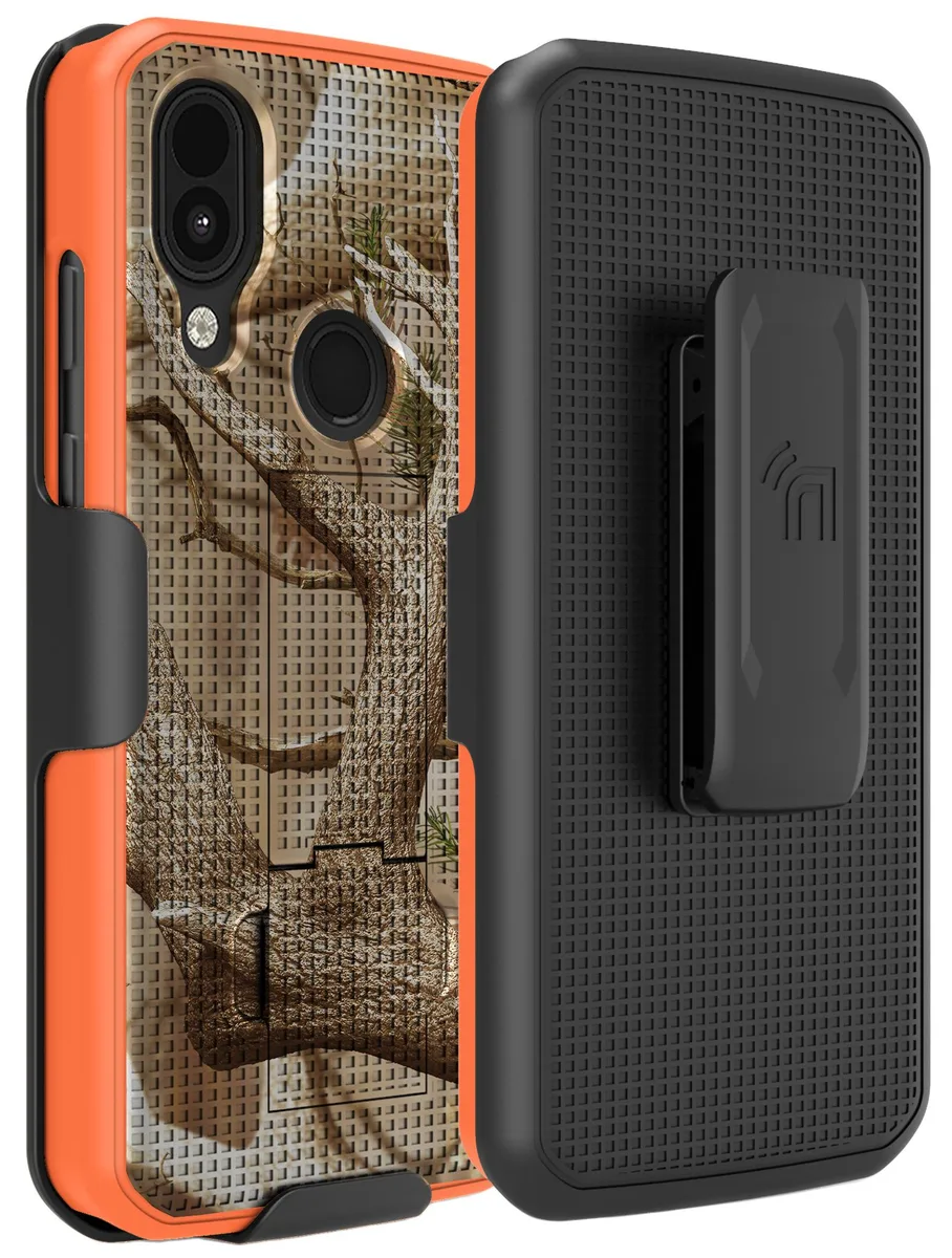 Nakedcellphone Nakedcellphone Kickstand Case + Belt Clip Holster Combo for CAT S62 Pro — Orange Camo — product photo