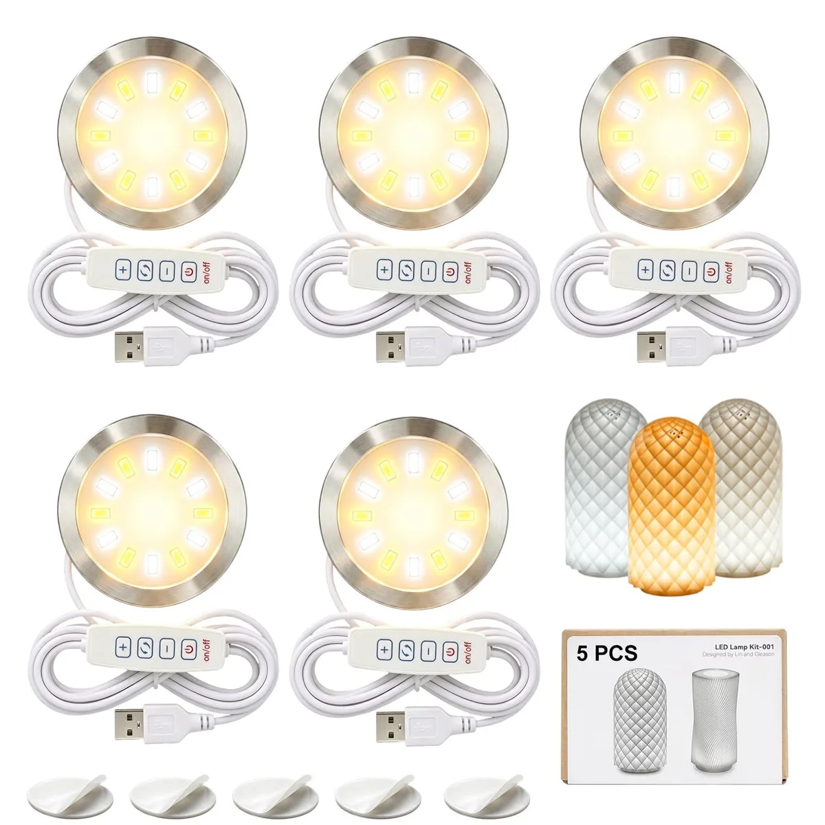  BambooSegD MH001 LED Lamp Kit 5PCS 1.5m USB 3 Color 3000K 4000K 6000K — product photo