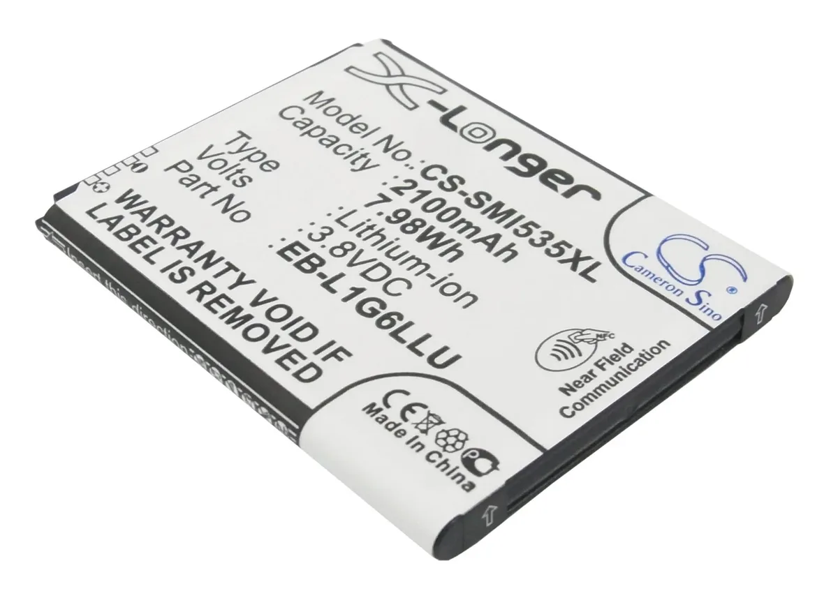Rectangular flat battery pack with gold contacts and green printed label