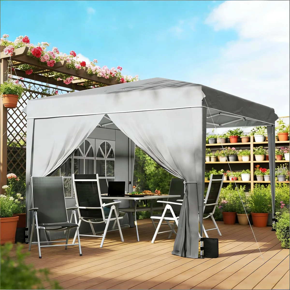 Bullride Bullride Premium Pop-Up Canopy 10 x 10 ft Light Gray White — product photo