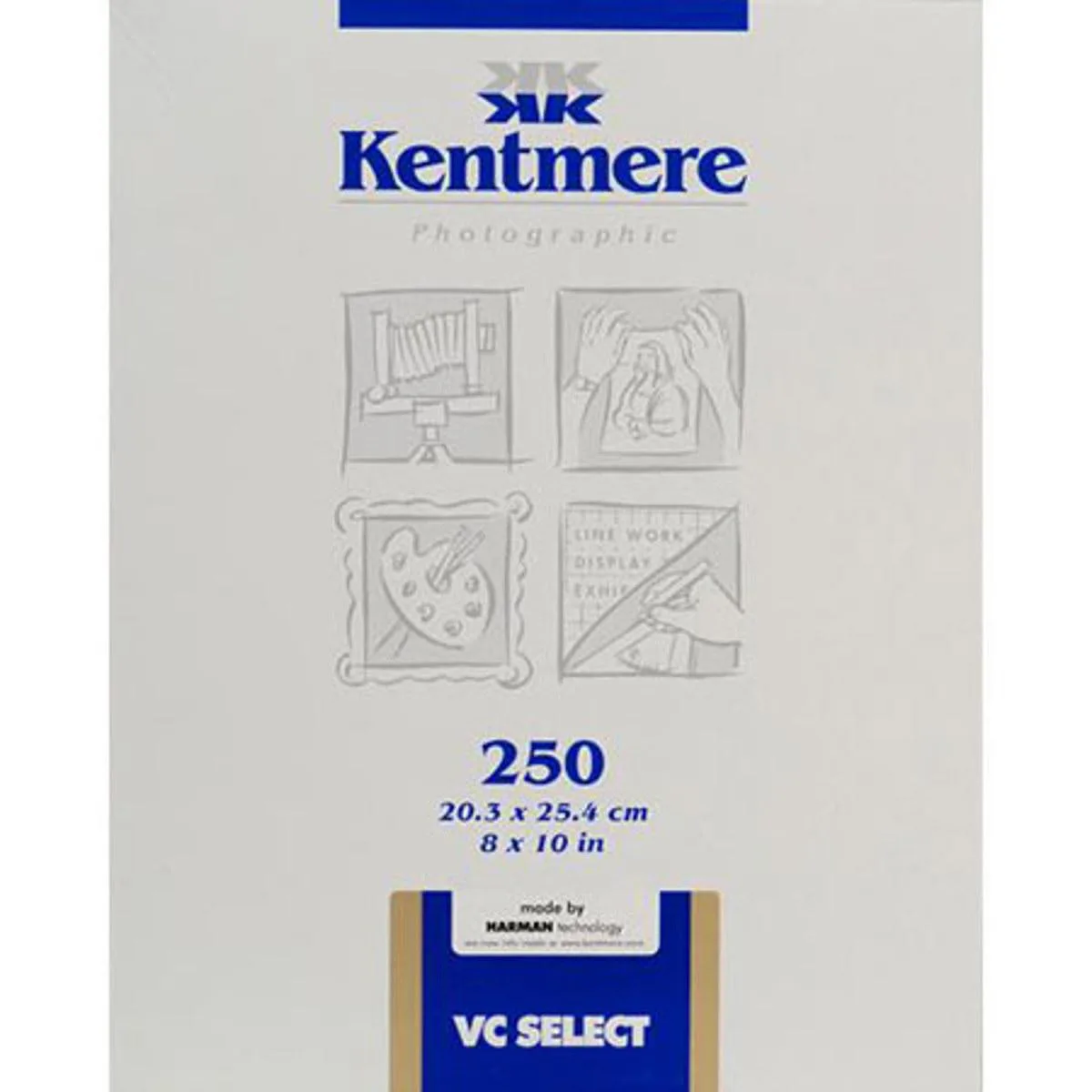 Box of Kentmere VC Select glossy photographic paper, 250 sheets
