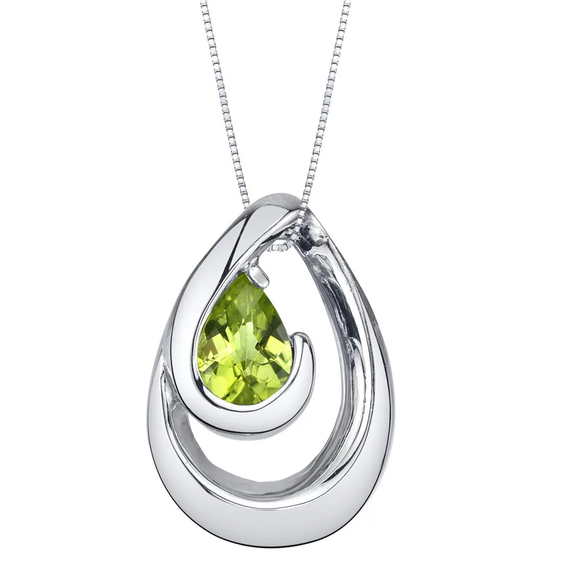 Oravo Oravo Peridot Sterling Silver Wave Pendant Necklace 18" .75 ct .925 — product photo