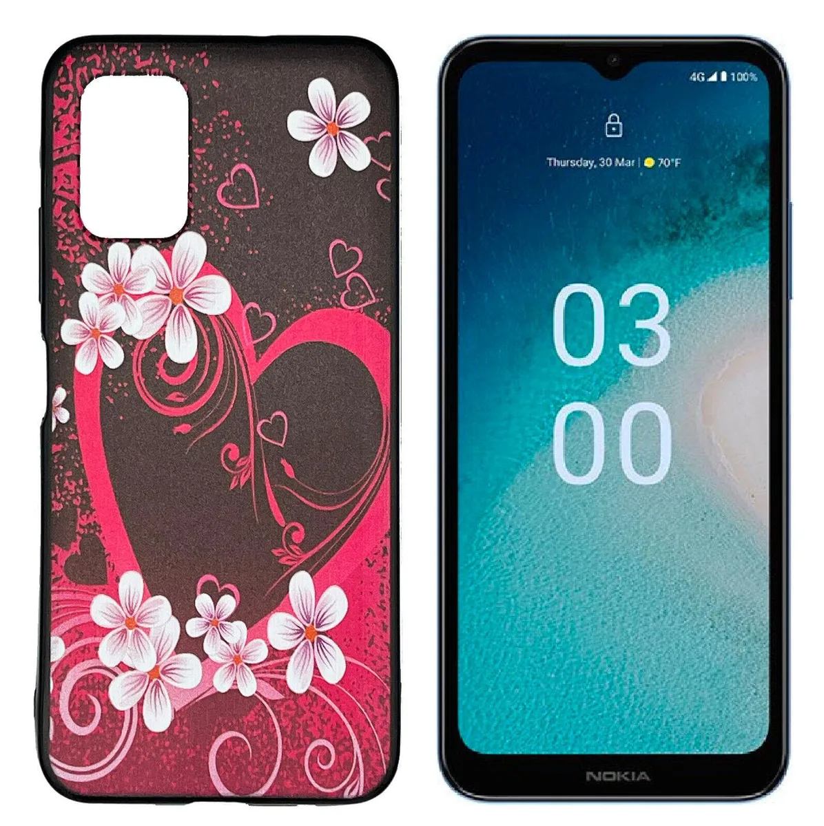 ExtremeCases - Generic ExtremeCases - Generic Nokia C300 N155DL TPU Flexible Skin Cover Case - Pink Heart — product photo