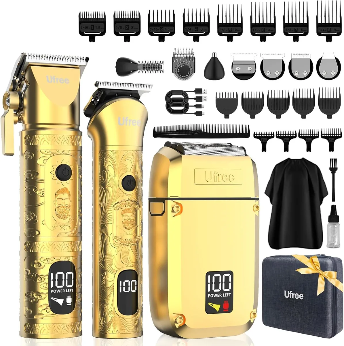 TAURKENAM 8-in-1 grooming kit in EVA case with clippers, trimmer, shaver and accessories