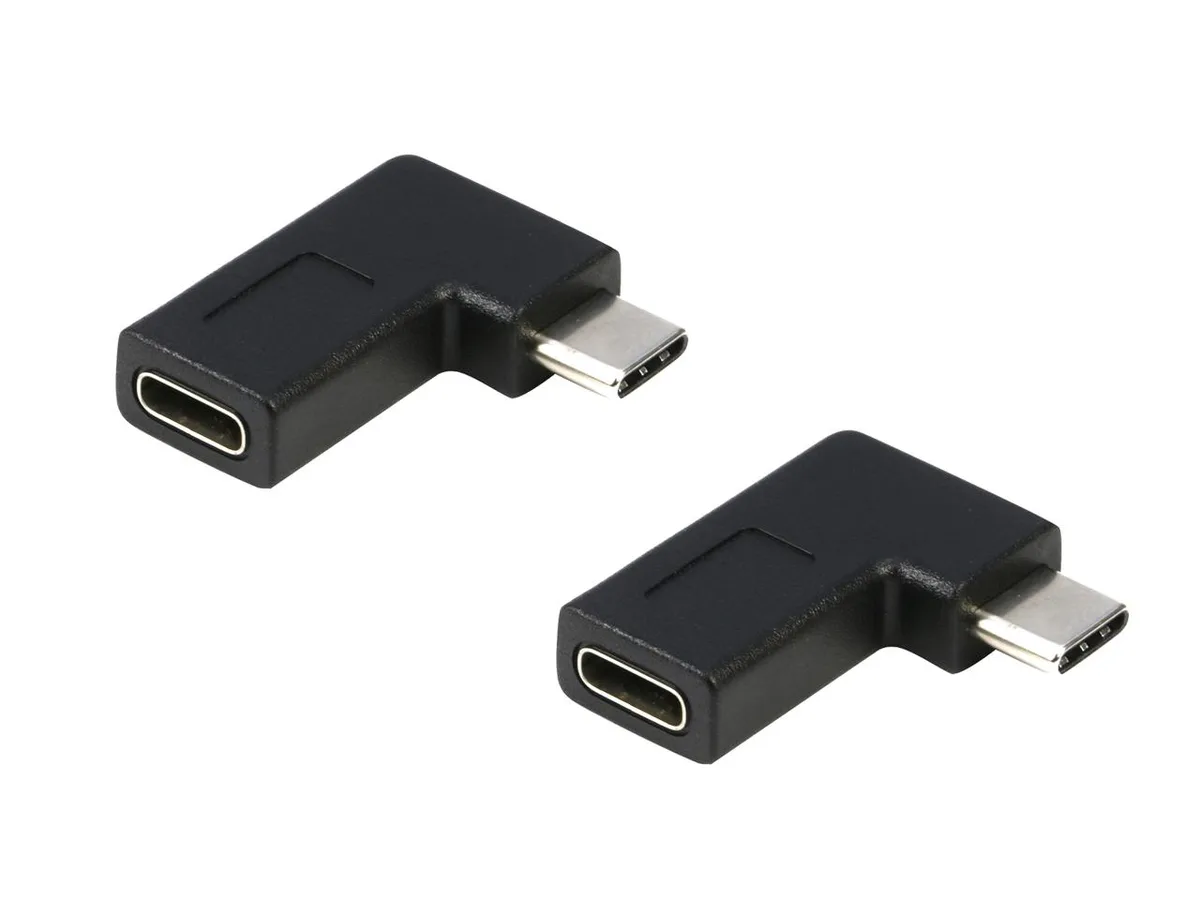 RIITOP RIITOP USB C Right Angle Adapter 2Pack 90 Degree Male to Female 10Gbps 100W Black — product photo