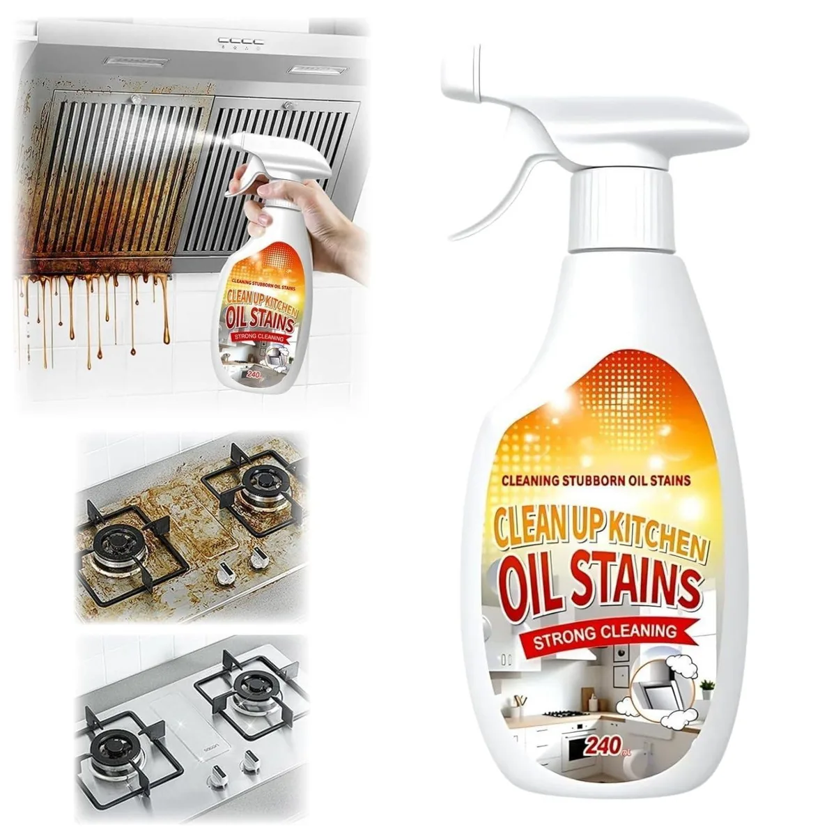 240 ml spray bottle of heavy duty kitchen cleaner
