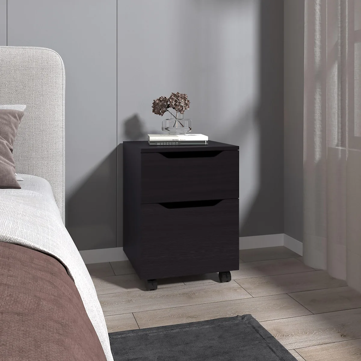 tuphen tuphen Nightstand 1 Drawer 4 Legs Black — product photo