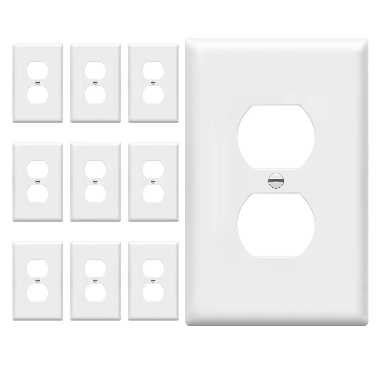  ENERLITES 8821M-W-10PCS Mid-Size Duplex Switch Plate White 10 Pack — product photo