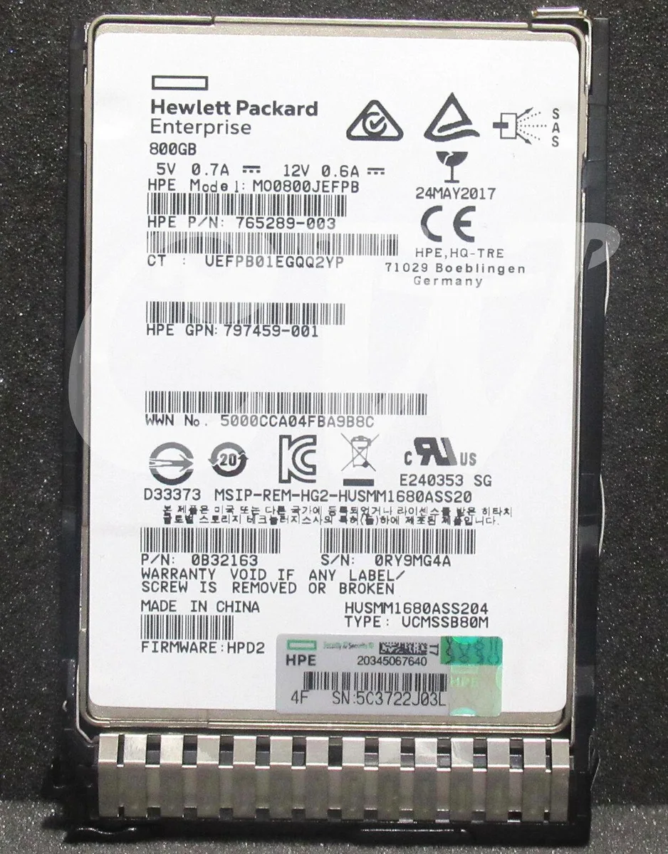 HPE HPE MO0800JEFPB 800GB 12Gbps 2.5" SAS internal hard drive — product photo