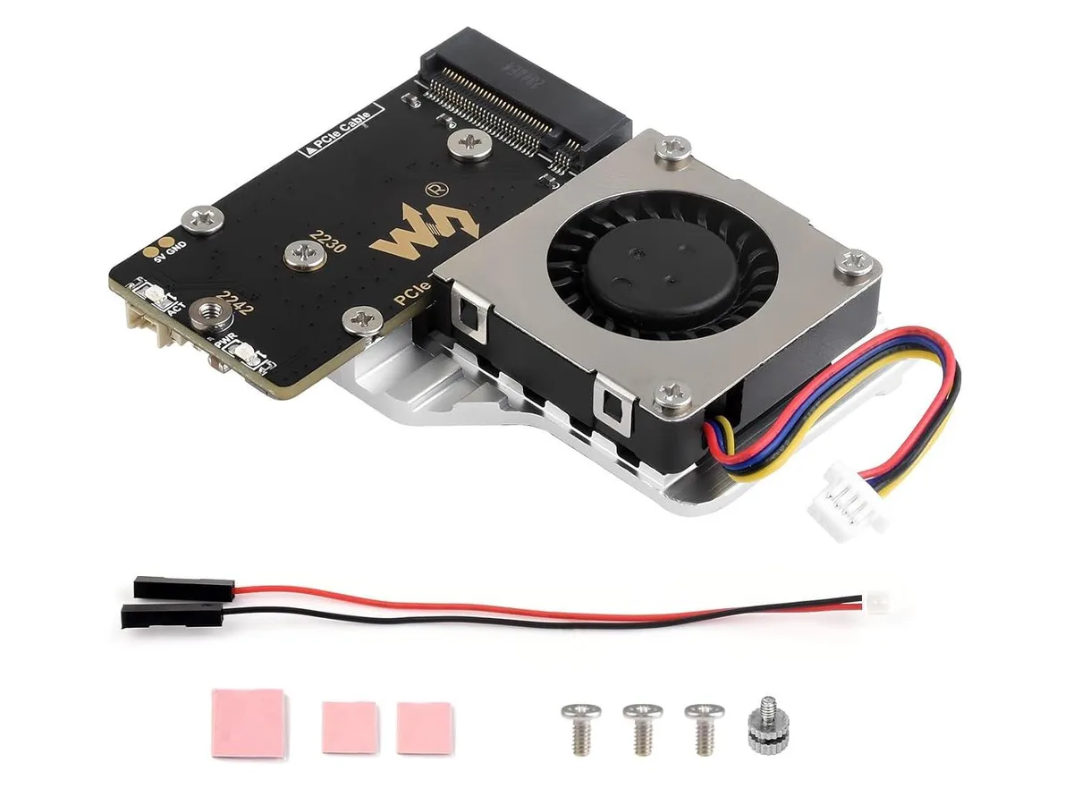 LORDWORLD LORDWORLD PCIe to M.2 Adapter (E) with Cooling Fan for Raspberry Pi 5 — product photo