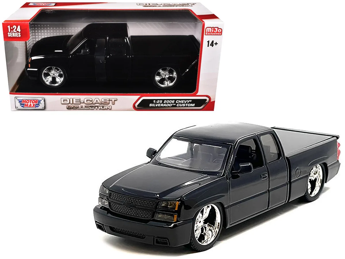 MOTORMAX MOTORMAX 2006 Chevrolet Silverado Custom Pickup Truck Black 1/25 Diecast — product photo